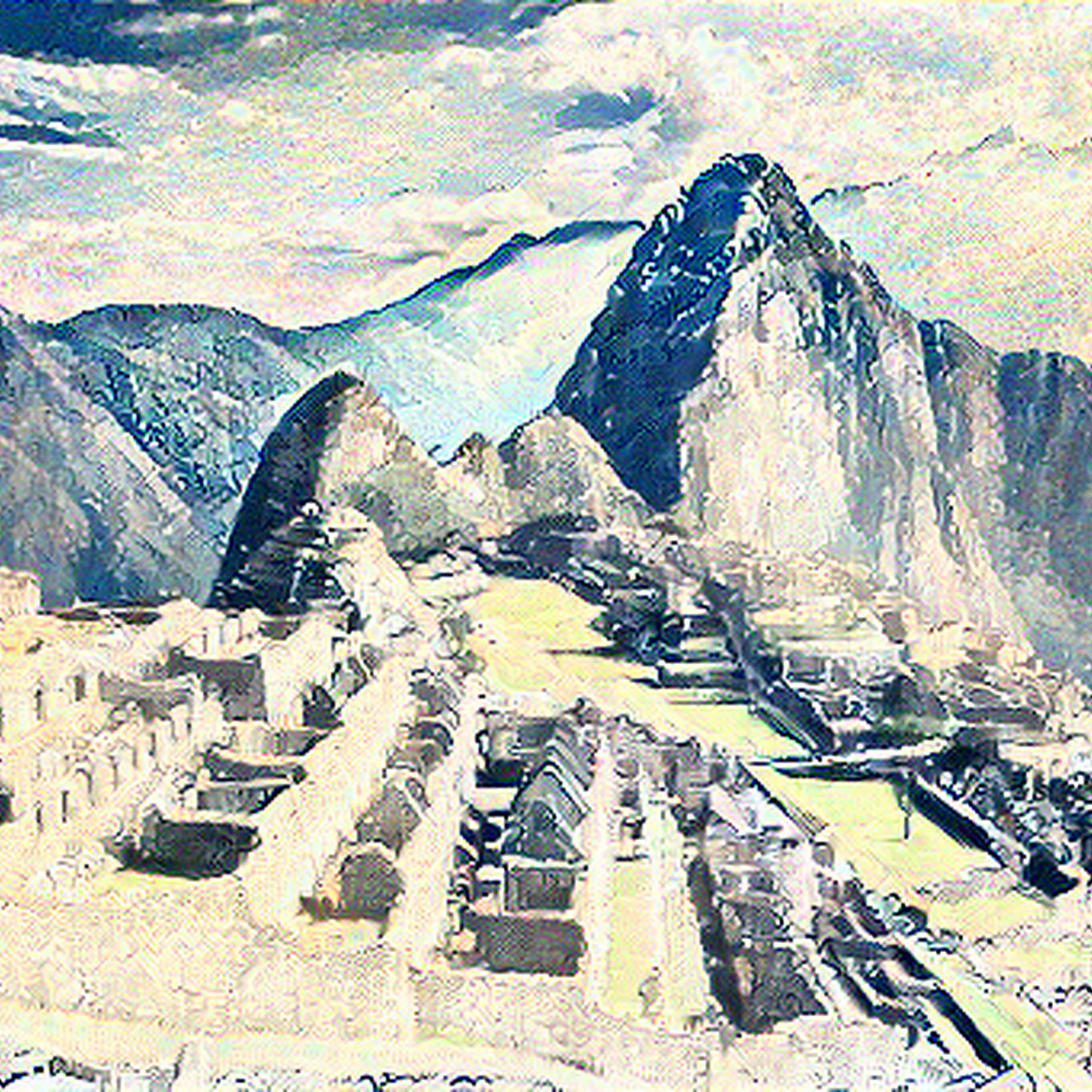 Machu Picchu in Great Wave Style - Poster Print