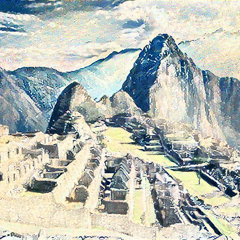 Machu Picchu in Great Wave Style - Poster Print