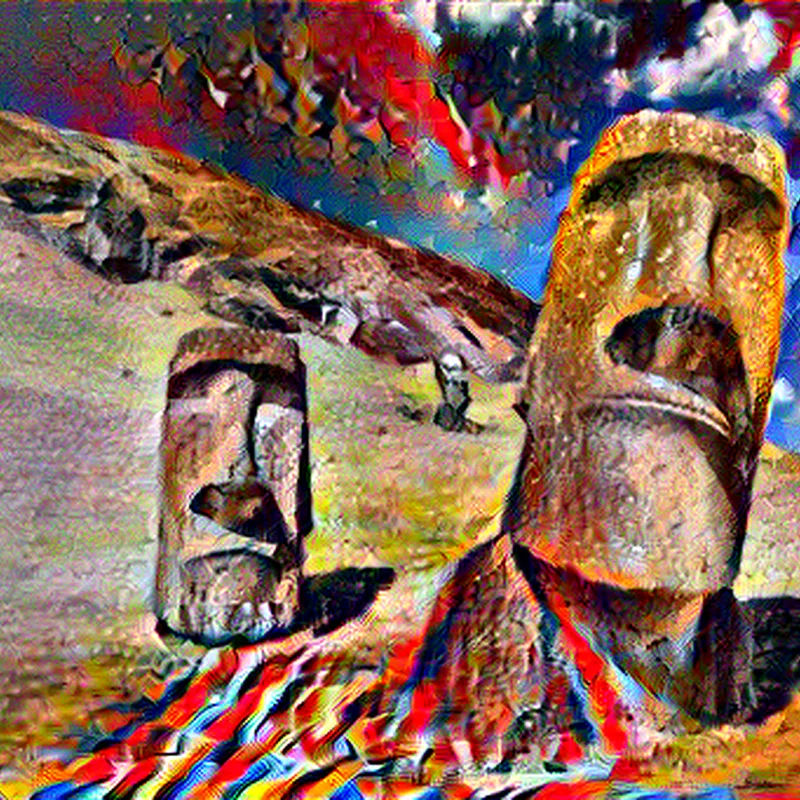 Moai Statues in Composition VII Style | Wassily Kandinsky Inspired Art