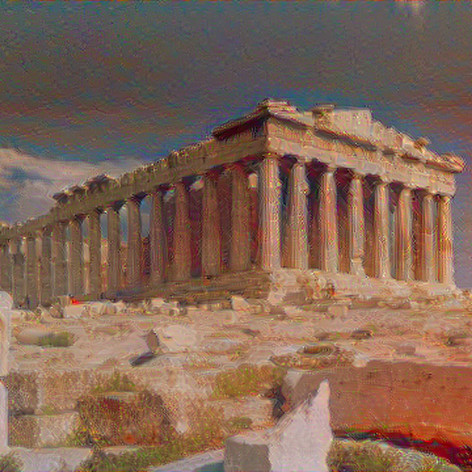 Parthenon in The Scream Style - Poster Print