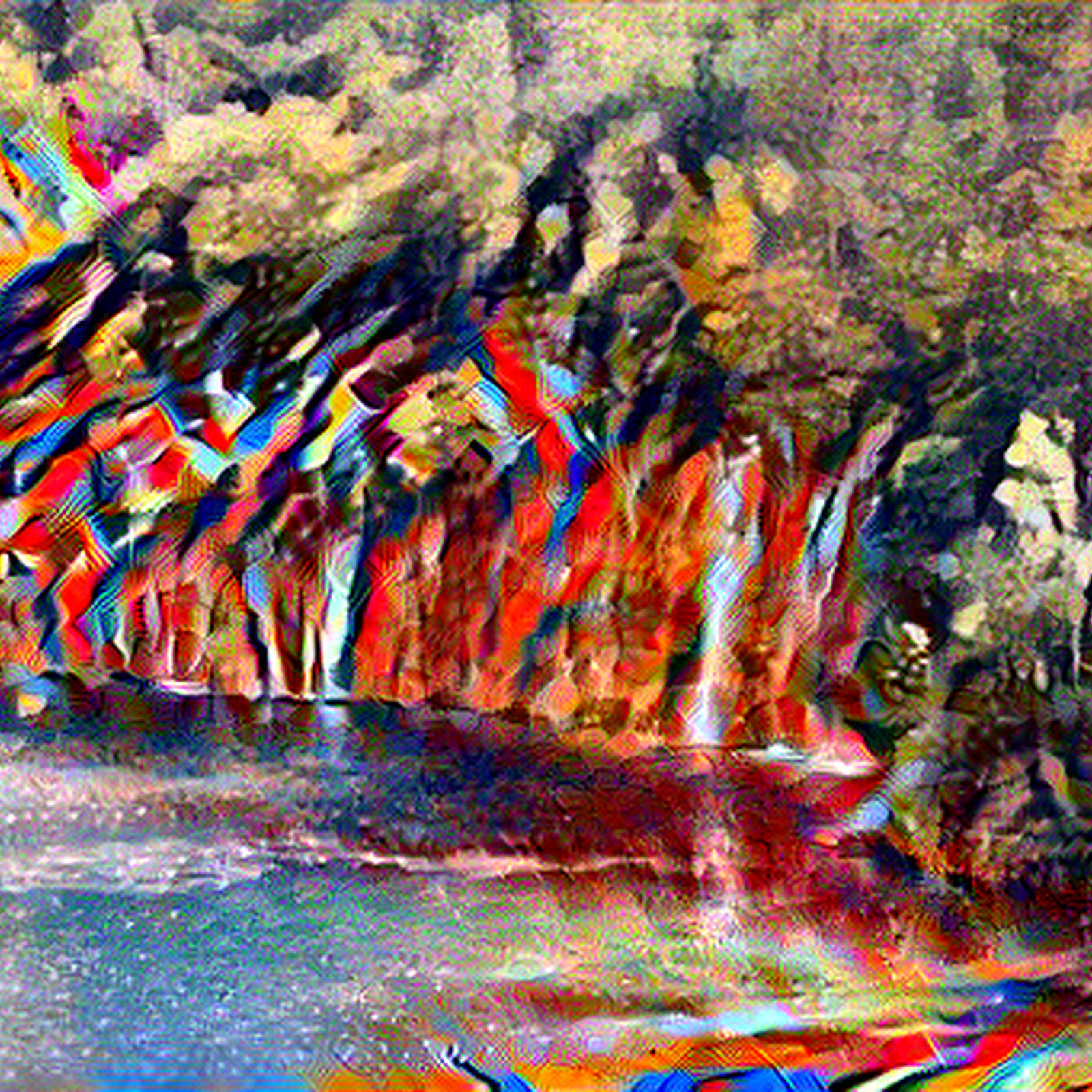 Plitvice Lakes in Composition VII Style | Wassily Kandinsky Inspired Art