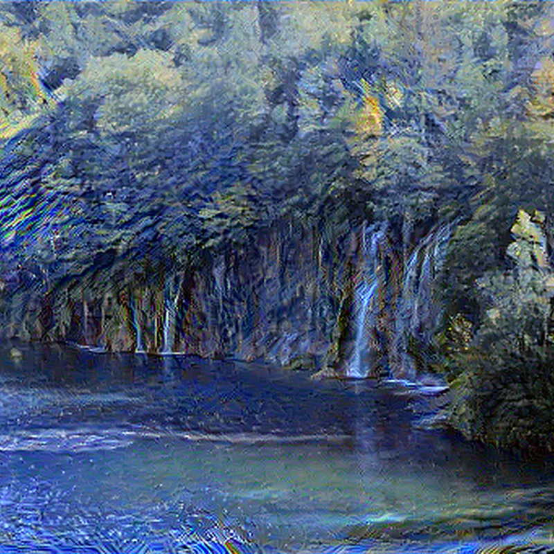 Plitvice Lakes in Starry Night Style | Vincent van Gogh Inspired Art