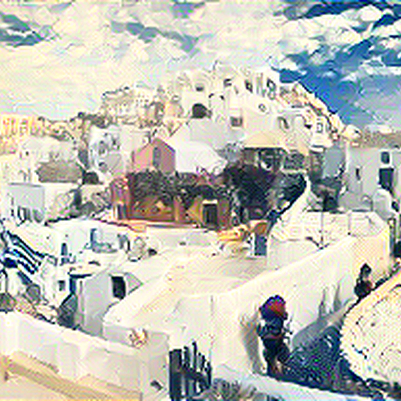 Santorini in The Great Wave off Kanagawa Style | Katsushika Hokusai Inspired Art